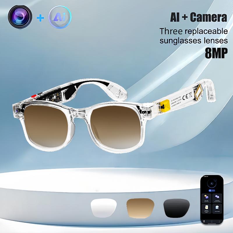 Smart AI camera glasses, equipped with 8-megapixel photochromic lenses, and real-time translation of more than 160 languages.