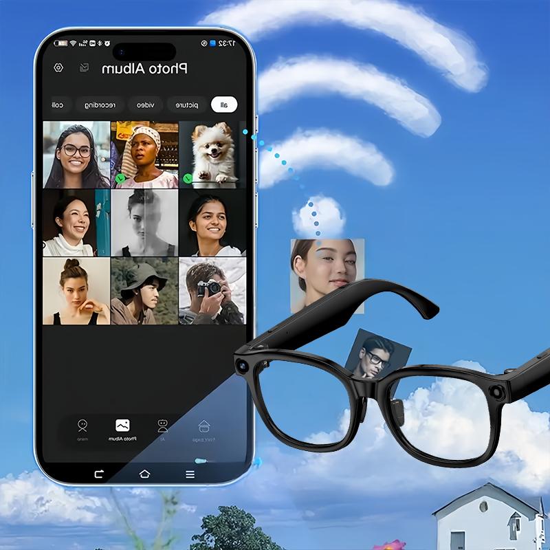Smart AI camera glasses, equipped with 8-megapixel photochromic lenses, and real-time translation of more than 160 languages.