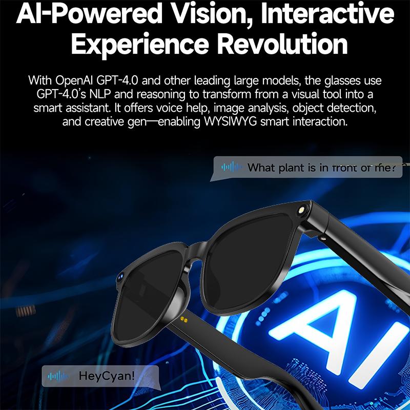 Smart AI camera glasses, equipped with 8-megapixel photochromic lenses, and real-time translation of more than 160 languages.