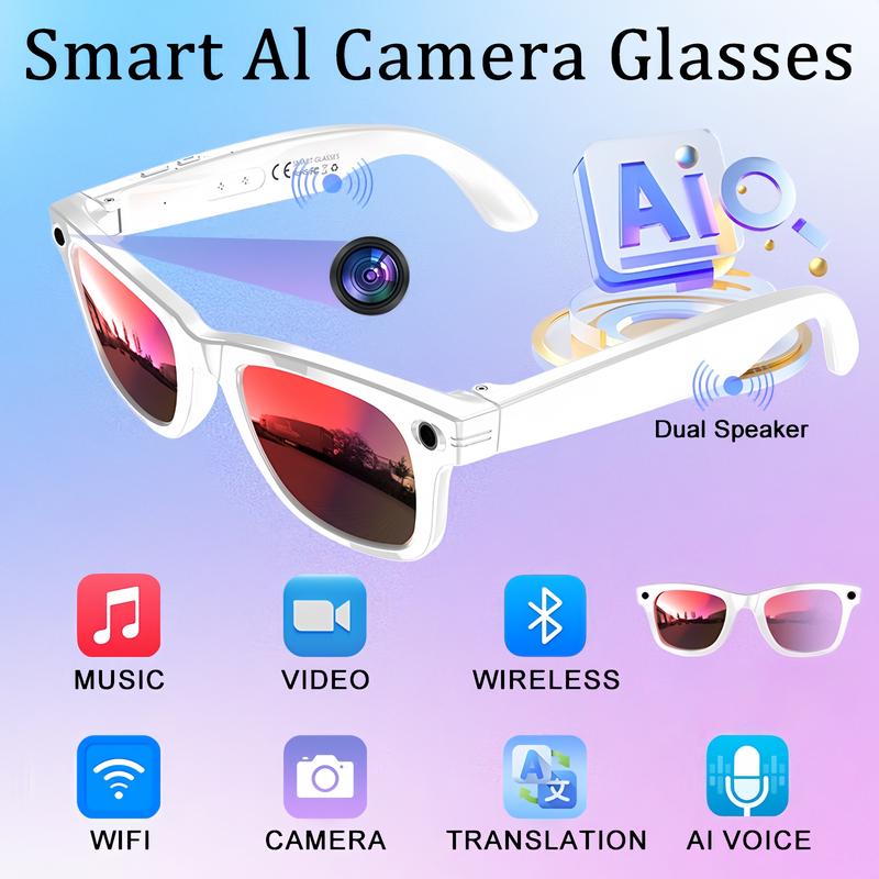 Smart AI camera glasses, equipped with 8-megapixel photochromic lenses, and real-time translation of more than 160 languages.