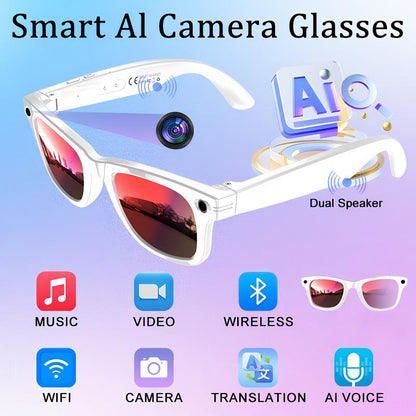 Smart AI camera glasses, equipped with 8-megapixel photochromic lenses, and real-time translation of more than 160 languages.