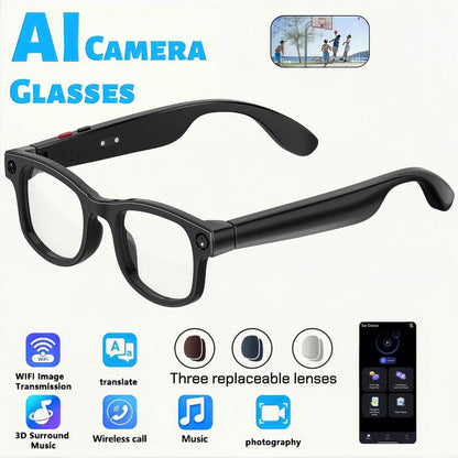 Smart AI camera glasses, equipped with 8-megapixel photochromic lenses, and real-time translation of more than 160 languages.