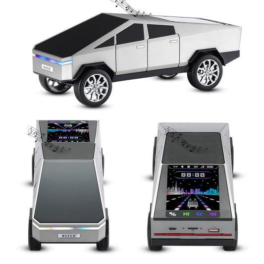The WSTER WS-580 pickup truck-shaped Bluetooth speaker supports USB, TF card, AUX, FM radio, and TWS pairing.